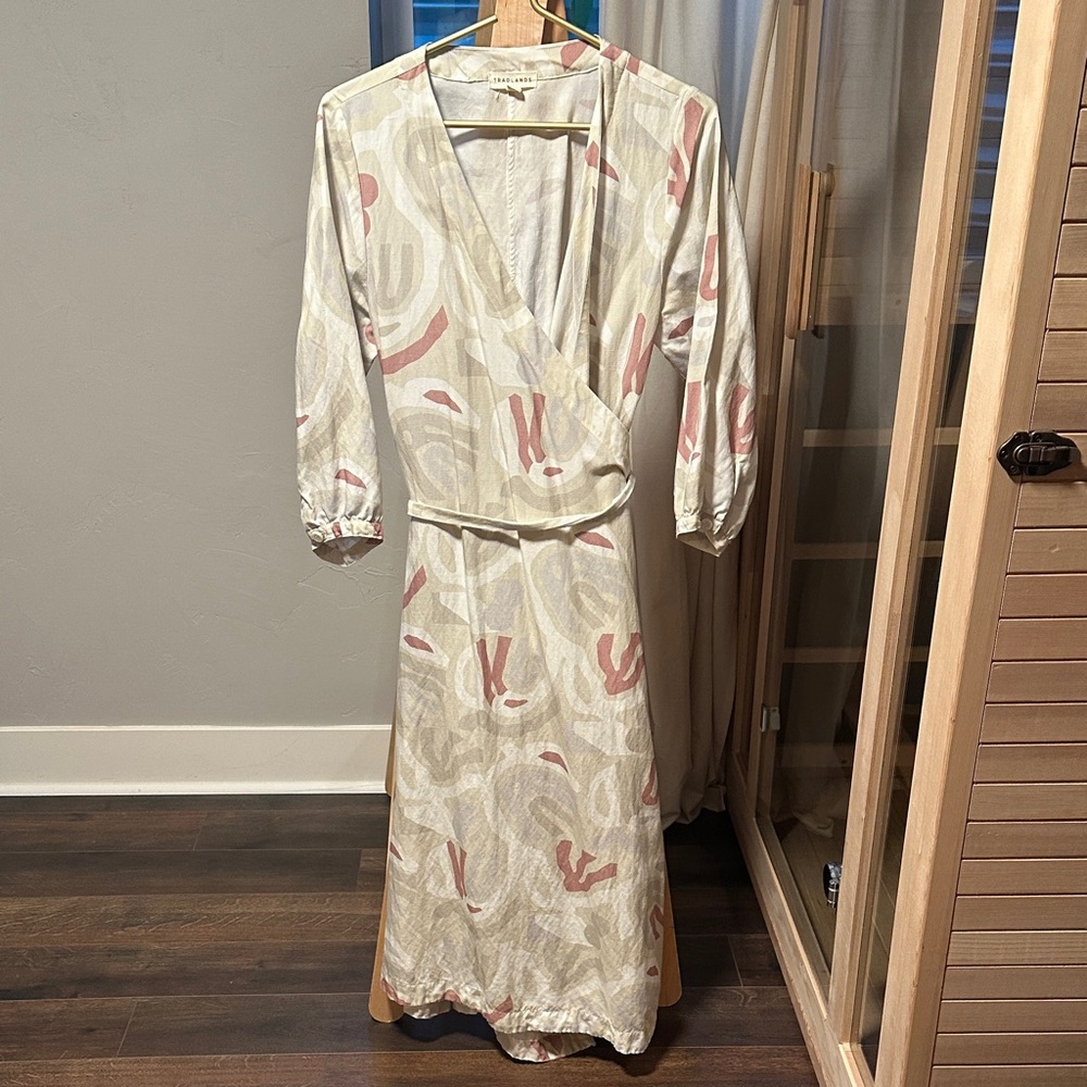 Tradlands Cream and Pink Midi Dress